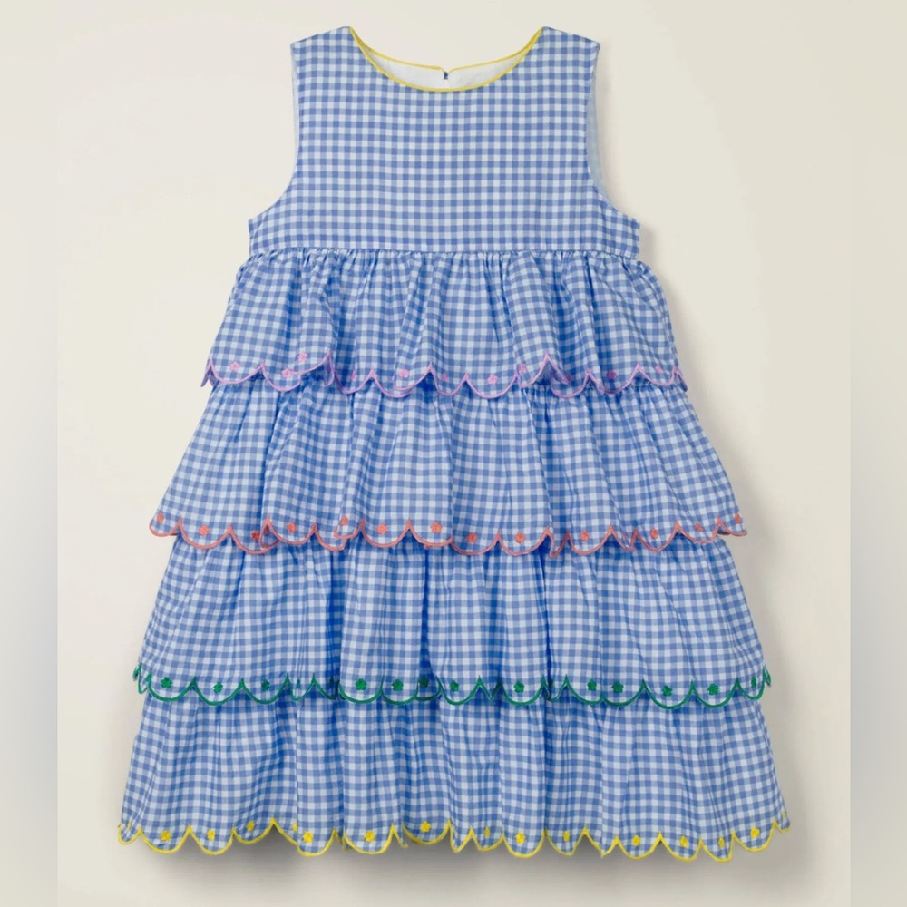 Mini Boden Tiered Embroidered Dress, Size 7-8, EUC